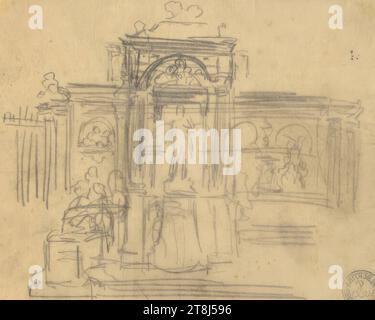 Architekturstudie, Rudolf Weyr, Wien 1847 - 1914 Wien, Zeichnung, 13,7 x 16,5 cm, Österreich Stockfoto