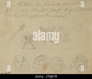 Skizzenblatt, Rudolf Weyr, Wien 1847 - 1914 Wien, Zeichnung, Bleistift, 17,3 x 21 cm, Österreich Stockfoto