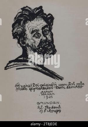 Eine Erholungsreise nach Gmunden, 1923: Bald haben sie euch komplett zupfen und man hofft noch., Skizzenbuch Hanak Anton; 254 Seiten mit Seiten, Anton Hanak, Brünn 1875 - 1934 Wien, 22. September 1923, Zeichnen, Stift und Schwarz, gewaschen, Blatt: 28,7 x 22,7 cm, m.u. 'GMUNDEN. / 22. September / 9 Uhr morgens, Stift in schwarz, Österreich Stockfoto