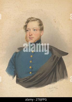 Porträt eines jungen Mannes in Uniform, Josef Kriehuber, Wien 1800 - 1876 Wien, 1833, Zeichnung, Aquarell, 21,4 x 15,8 cm, Österreich Stockfoto