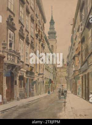 Blick auf die Sonnenfelsgasse, Wien, Rudolf von Alt, Wien 1812 - 1905 Wien, 1883, Zeichnung, Aquarell, 26,5 x 20,3 cm, Österreich Stockfoto