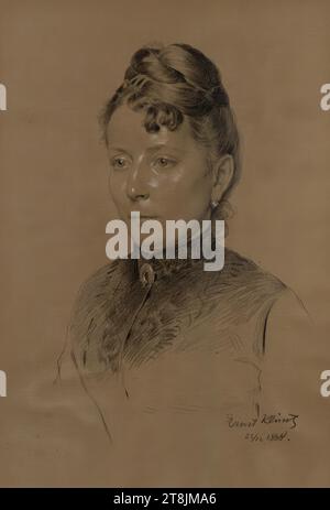 Porträt von August Hofmanns Ehefrau Ernst Klimt, Wien 1864 - 1892 Wien, 1888, Zeichnung, Kreide, 42,5 x 29 cm, Österreich Stockfoto