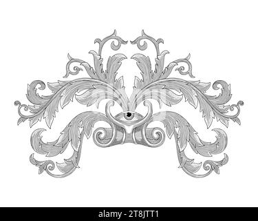 Menschliches Auge mit floralem Ornament Design, Vintage Gravur Stil Illustration Stock Vektor