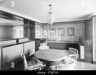 Villa Dr. Ing. Frantisek und Milada Müller, Prag-Stresovice, nad Hradnim vodojemem 14, Tschechische Republik, Sommer-Esszimmer, Wohnzimmer im obersten Stock, Martin Gerlach jun., Wien 1879 - 1944 Wien, 1928-1930, Fotografie, Gelatinepapier, Fotopapier: 16,8 x 22,8 cm, 6 5/8 x 9 Zoll, rückseitig: Martin Gerlach Fotograf Wien VII, Neubaug, 36, lila Stempel, lila Stempel, blauer Stempel, rückseitig: 'Haus Müller, Prager Wohnzimmer im Obergeschoss', Kopierstift, '448, Österreich Stockfoto