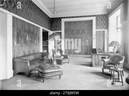 Emil Löwenbach Wohnung, Wien I., Reischachstrasse 3/Schallautzerstrasse 4, Wohnzimmer, Gentlemen's room, Sitzgarnitur, 1913, Foto 1930, negativ, Glasnegativ, Platte: 18 x 24 cm, Österreich Stockfoto