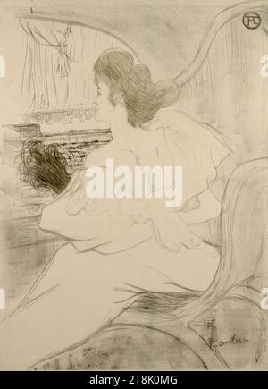 Couverture de l'Estampe Originale, linke Hälfte, Henri de Toulouse-Lautrec, Albi 1864 - 1901 Schloss Malromé, 1895, Druck, Kreidelithographie, 60,5 x 42,7 cm Stockfoto