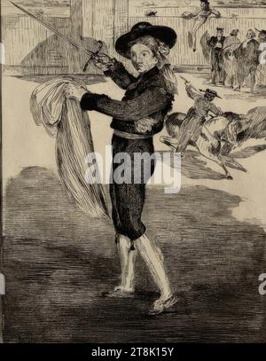Victorine Meurand im Kostüm eines Matadors, Edouard Manet, Paris 1832 - 1883 Paris, 1863, Druck, Radierung, Blatt: 52,4 x 36 cm, L.76; Sammlerstempel Gottfried Eissler auf Verso Stockfoto