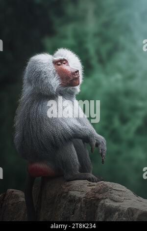 Männliche Hamadryas Pavian (Papio hamadryas) Stockfoto