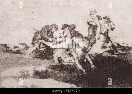 Los Desastres de la Guerra: Caridad - Christian Love, Los Desastres de la Guerra, Francisco José de Goya y Lucientes, Fuendetodos, Aragón 1746 - 1828 Bordeaux, 1810, 1. Auflage 1863, Druck, Radierung, Trockenspitze, Platte: 16, 2 x 23,3 cm, l.o. '27'; r.o. '27'; M.u. 'Caridad Stockfoto