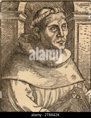 Luther als Augustiner Mönch, Lucas Cranach der ältere Ä., Kronach 1472 - 1553 Weimar, um 1520, Druck, Holzschnitt, Blatt: 15,7 x 12,8 cm, r.o. '15 Stockfoto