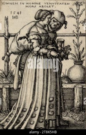 Die Dame und der Tod, Sebald Beham, Nürnberg 1500 - 1550 Frankfurt am Main, 1541, Druck, Kupferstich Stockfoto