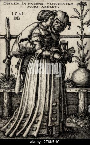 Die Dame und der Tod, Sebald Beham, Nürnberg 1500 - 1550 Frankfurt am Main, 1541, Druck, Kupferstich Stockfoto