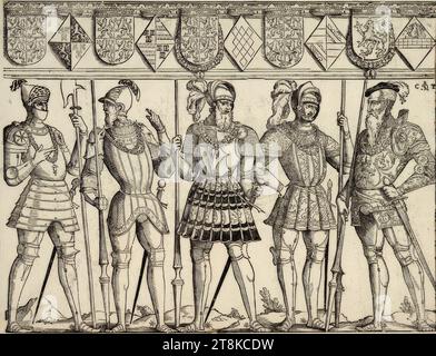 Die Herren von Brederode, Cornelis Anthonisz Teunissen, Amsterdam um 1505 - 1553 Amsterdam, 1551, Druck, Holzschnitt, Blatt: 30,6 x 39,2 cm Stockfoto