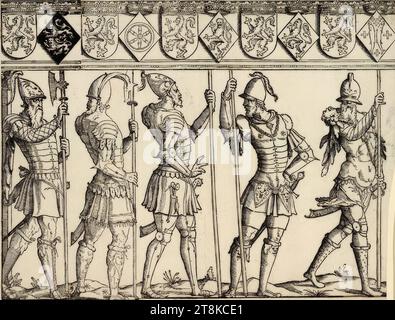 Die Herren von Brederode, Cornelis Anthonisz Teunissen, Amsterdam um 1505 - 1553 Amsterdam, 1551, Druck, Holzschnitt; rechts unregelmäßig geschnitten, Blatt: 30,2 x 38,8 cm Stockfoto