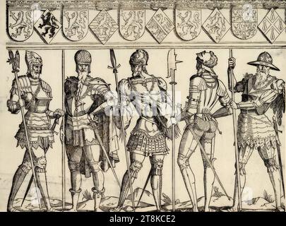 Die Herren von Brederode, Cornelis Anthonisz Teunissen, Amsterdam um 1505 - 1553 Amsterdam, 1551, Druck, Holzschnitt, Blatt: 30,2 x 39,4 cm Stockfoto