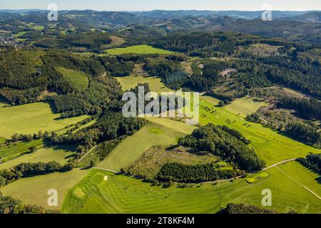 Luftaufnahme, Golfplatz Repetal, Niederhelden, Attendorn, Sauerland, Nordrhein-Westfalen, Deutschland Stockfoto