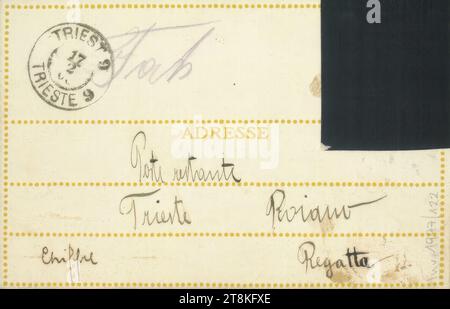 Postkarte Nr. 109 aus der Wiener Werkstätte: Kampf eines Mannes und einer Katze gegen eine Schlange, Rudolf Kalvach, Wien 1883 - 1932 Kosmonosy, Kosmanos, Druck, Farblithographie, Blatt: 140 mm x 90 mm, M. 'ADRESSE', im Pressure, Österreich Stockfoto