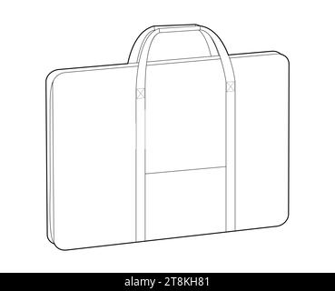 Tasche im Portemonnaie-Design. Mode Accessoire technische Illustration. Vektor-Umhängetasche vorne 3-4 Ansicht für Männer, Frauen, Unisex-Stil, flache Handtasche CAD Modell Skizze Umriss isoliert Stock Vektor