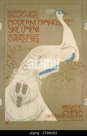 5. VÝSTAVA SPOL. VÝTV. UM. MANES; MODERNÍ FRANCOUZSKE umení; 1902, Jan Preisler, Tschechische Republik, 1872 - 1918, 1902, Druck, Farblithographie, Blatt: 1110 mm x 740 mm, Deutsch: '5. Ausstellung der Bundesregierung / bildender Künstler Manes / Moderne französische / französische Kunst / vom 30. August bis 2. November / in Prag 1902 / Kinsky / Garten / von 9.00 bis 6.00 Uhr Eintritt 1 Krone Stockfoto