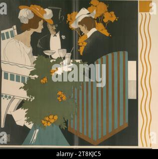 MAXIM BAR, KARLSPLATZ N 8, IM RONDELL; ELEGANTE NACHT LOKAL, OBERER TEIL, Hans Rudi Erdt, Deutschland, 1883 - 1918, 1906, Print, Farblithografie, Blatt: 830 mm x 910 mm Stockfoto