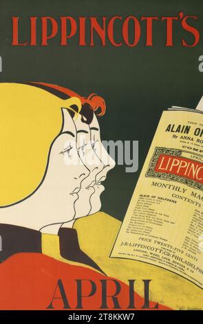 LIPPINCOTT's APRIL 1895, William Carqueville, Chicago 1871 - 1946 Chicago, 1895, Druck, Farblithographie, Blatt: 480 mm x 315 mm, M.r.'Copyright, 1895, by J. B. Lippincott Company.', gedruckt Stockfoto
