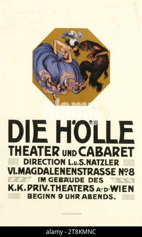 HÖLLE, THEATER UND KABARETT, Heinrich Lefler, Wien 1863 - 1919 Wien, um 1900, Druck, Farblithographie, Blatt: 535 mm x 345 mm, Österreich Stockfoto