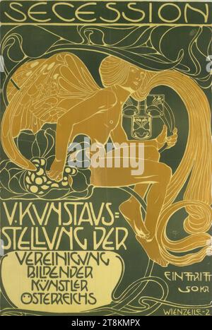 SECESSION; V. KUNSTAUSSTELLUNG, Koloman Moser, Wien 1868 - 1918 Wien, 1899, Druck, Farblithographie, Blatt: 99,5 x 70 cm, Österreich Stockfoto