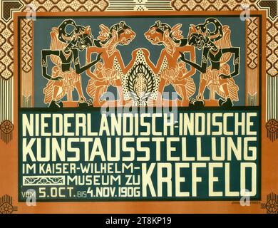 NIEDERLÄNDISCH-INDISCHE KUNSTAUSSTELLUNG IM KAISER-WILHELM-MUSEUM IN KREFELD; VOM 5. OKTOBER BIS 4. NOVEMBER 1906, JAN THORN-PRIKKER, NIEDERLANDE, 1868 - 1932, 1906, Druck, Farblithografie, Blatt: 720 mm x 920 mm Stockfoto