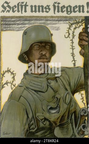 Helfen Sie uns zu gewinnen! Zieht den Kriegskredit, Fritz Erler, Deutschland, 1868 - 1940, 1917, Druck, Farblithographie, Blatt: 580 mm x 440 mm, l.l. 'Design: Prof. Fritz Erler, München', im Druck, r.u. 'Hollerbaum & Schmidt, Berlin N. 65.', im Druck Stockfoto