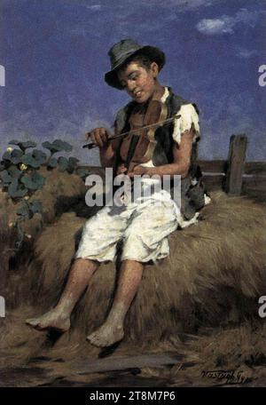 Vastagh Fiddler Gypsy Boy. Stockfoto