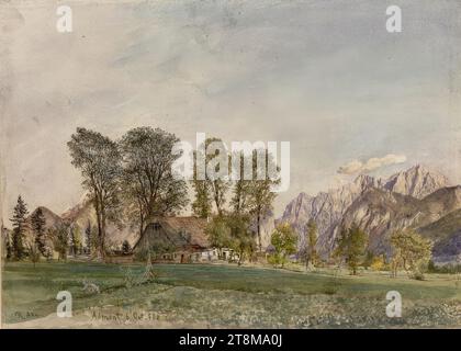 Blick auf Admont, Rudolf von Alt (Wien 1812 - 1905 Wien), 1885, Zeichnung, Aquarell, 26,6 x 37 cm Stockfoto