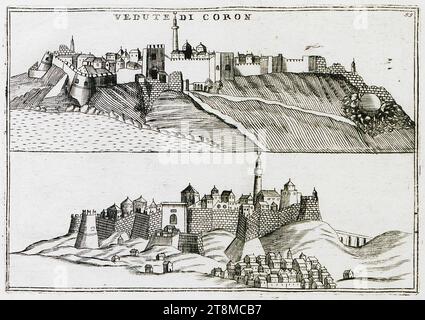 Vedute di Coron - Coronelli Vincenzo Maria - 1708. Stockfoto