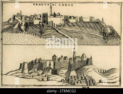 Vedute di Coron (2) - Coronelli Vincenzo - 1688. Stockfoto