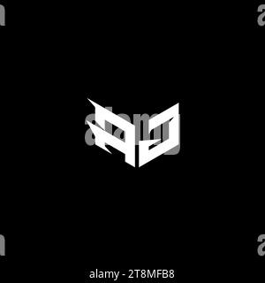 AJ Premium Emblem Logo Initial Esport und Gaming Design Konzept Stock Vektor