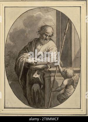 St. Thomas der Apostel, anonym, um 1775, Zeichnung, brauner Stift, grauer Pinsel, gewaschen, 15,4 x 11,5 cm, links unten: Albert von Sachsen-Teschen Stockfoto