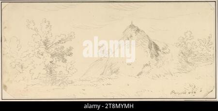 Landschaft, Carl Pischinger (Niederhollabrunn-Streitdorf 1823 - 1886 Liezen), 1868, Zeichnung, Bleistift, Blatt: 12,2 x 27,3 cm, r.r. 868 Stockfoto