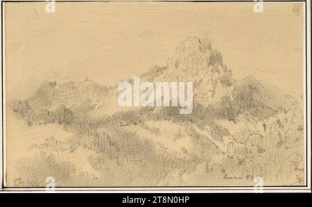 Landschaft mit Berg, Carl Pischinger (Niederhollabrunn-Streitdorf 1823 - 1886 Liezen), 1884, Zeichnung, Bleistift, Blatt: 11,5 x 18,5 cm, r.r. 84 Stockfoto