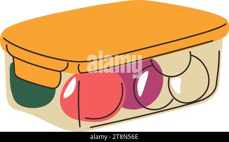 Lunchbox mit Früchten, gesunder Ernährung und Ernährung Stock Vektor