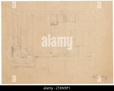 Siedlungshäuser, Wien, Reihenhaus, Grundriss, 1921, Architekturzeichnung, Zeichenpapier; Bleistift, 20,4 x 27,4 cm Stockfoto