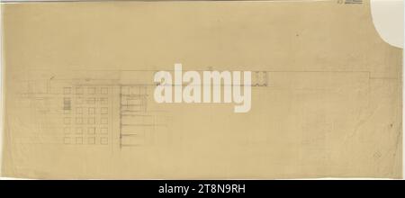 Erschließung des Modena-Geländes, Wien III, Salesianergasse/Strohgasse/Reisnerstraße/Beatrixgasse, Ansicht und Abschnitt, 1922, Architekturzeichnung, transparentes Papier; Bleistift, 359 x 803 mm Stockfoto