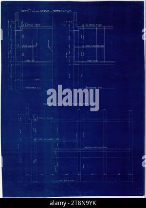 Haus am Michaelerplatz (Goldman & Salatsch Geschäftsgebäude, Looshaus), Wien I., Michaelerplatz 3, Abschnitte, gelistet, 1909-1911, Architekturzeichnung, Blueprint, 585 x 430 mm Stockfoto