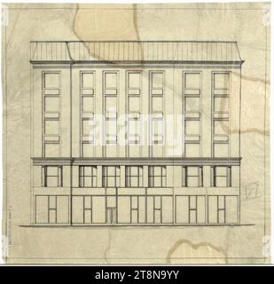 Haus am Michaelerplatz (Goldman & Salatsch Geschäftsgebäude, Looshaus), Wien I., Michaelerplatz 3, Herrengassen-Fassade, Ansicht, 1909-1911, Architekturzeichnung, Transparenz, Tinte, 401 x 412 mm Stockfoto