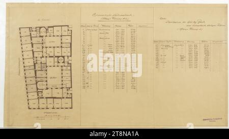 Bank Freyung, Wien I., Ecke Freyung und Strauchgasse (Palais Hardegg), Grundriss, 4. OG, um 1919, Architekturzeichnung, Bruch, 358 x 641 mm Stockfoto