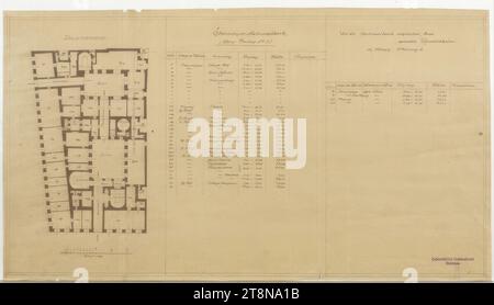 Bank Freyung, Wien I., Ecke Freyung und Strauchgasse (Palais Hardegg), Grundriss, Erdgeschoss, um 1919, Architekturzeichnung, Bruch, 356 x 637 mm Stockfoto