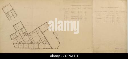 Bank Freyung, Wien I., Ecke Freyung und Strauchgasse (Palais Hardegg), Grundriss, 2. OG, um 1919, Architekturzeichnung, Bruch, 350 x 848 mm Stockfoto