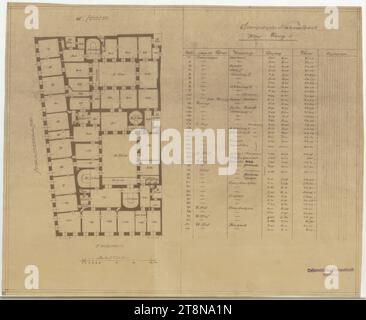 Bank Freyung, Wien I., Ecke Freyung und Strauchgasse (Palais Hardegg), Grundriss, 2. OG, um 1919, Architekturzeichnung, Bruch, 346 x 428 mm Stockfoto