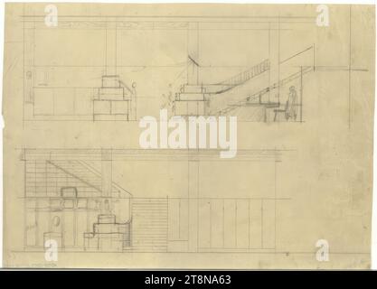 Haus am Michaelerplatz (Goldman & Salatsch Geschäftsgebäude, Looshaus), Wien I., Michaelerplatz 3, Entwurf für den Verkaufsraum, 1909-1911, Architekturzeichnung, Transparentpapier; Bleistift, 258 x 360 mm Stockfoto