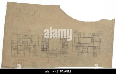 Reihenvilla, Reiseziel unbekannt, Grundrisse, Höhe, 1918, Architekturzeichnung, Tagpapier; Bleistift, 287 x 475 mm Stockfoto