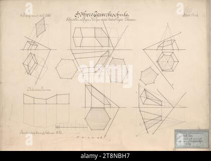 Werke aus Loos' Schultagen, Geometrie, 3. Februar 1886, 1886, Architekturzeichnung, Zeichenpapier; Tinte, 380 x 532 mm Stockfoto