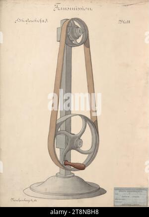 Works from Loos' School Days, Transmission, 12. Juli 1886, 1886, Architekturzeichnung, Zeichenpapier; Tinte, 527 x 380 mm Stockfoto